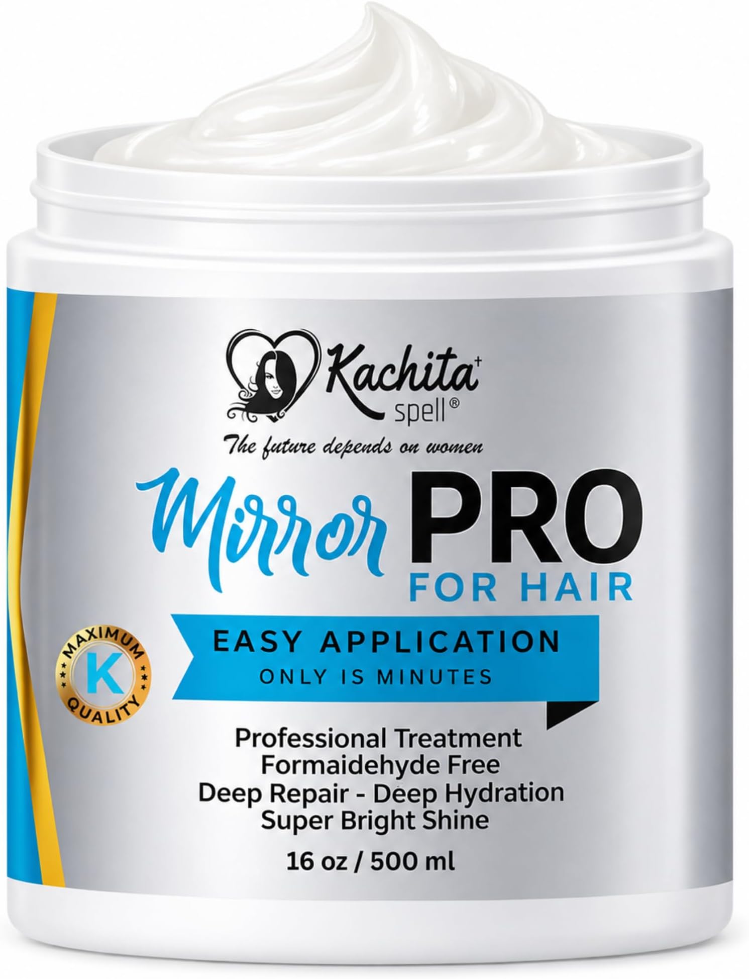 Kachita Spell MirrorPRO 16oz Hair Mask & Deep Conditioner with Argan Oil and Keratin | Repairs Dry, Damaged Hair Professional Hair Treatment, Deep Hydration, Super Gloss/Shine, Frizz-Free Hair