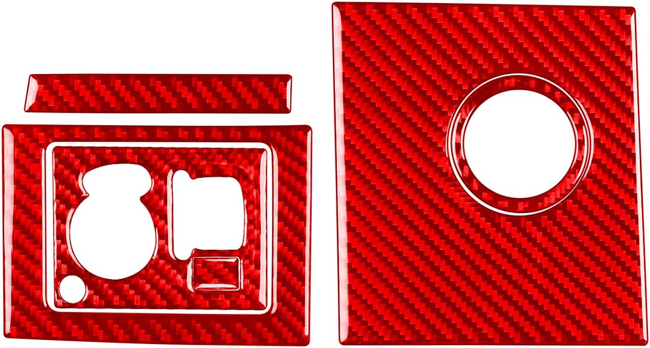 Car Headlight Switch+Rear Trunk Door Switch Panel Sticker Set Real Red Carbon Fiber Auto Interior Accessories Compatible with Dodge Charger SE/SXT/R/T&Daytona R/T&SRT-8 2008 2009 2010-Type B