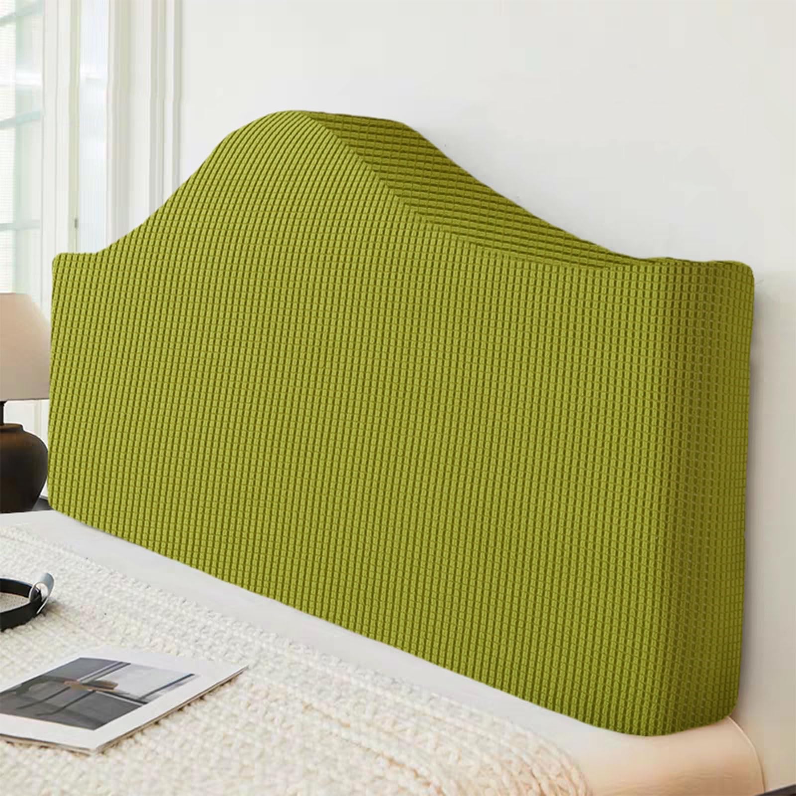 All-inclusive Headboard Cover, Stretch Jacquard Double Single King Size Headboard Slipcover Washable dustproof protective cover for rectangle/curved/irregularly shaped headboards(170-185cm,Green2)
