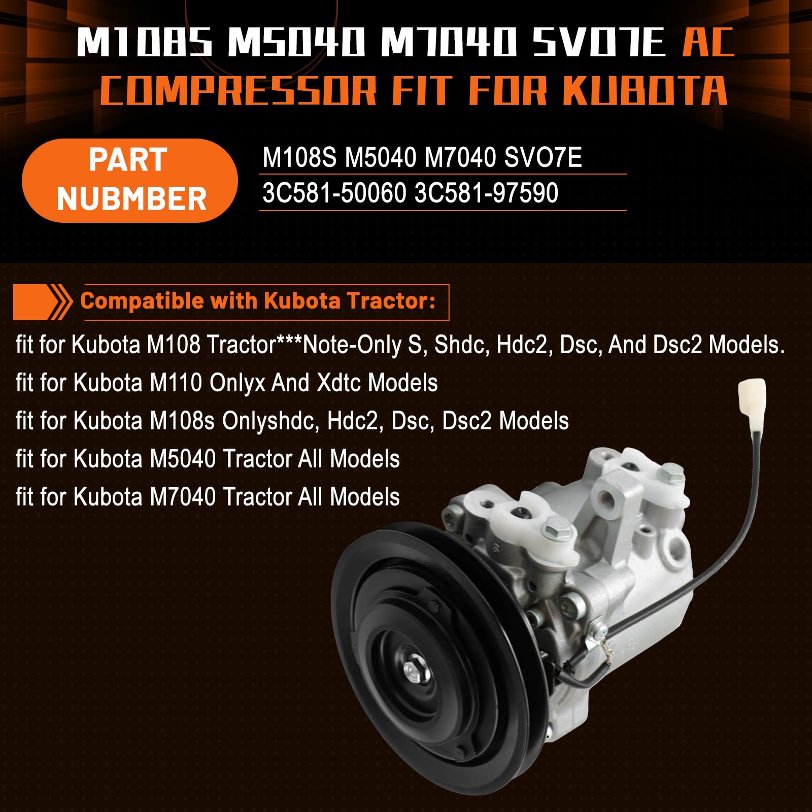 Amazon | PANGOLIN M108S M5040 M7040 SVO7E 空調コンプレッサー AC