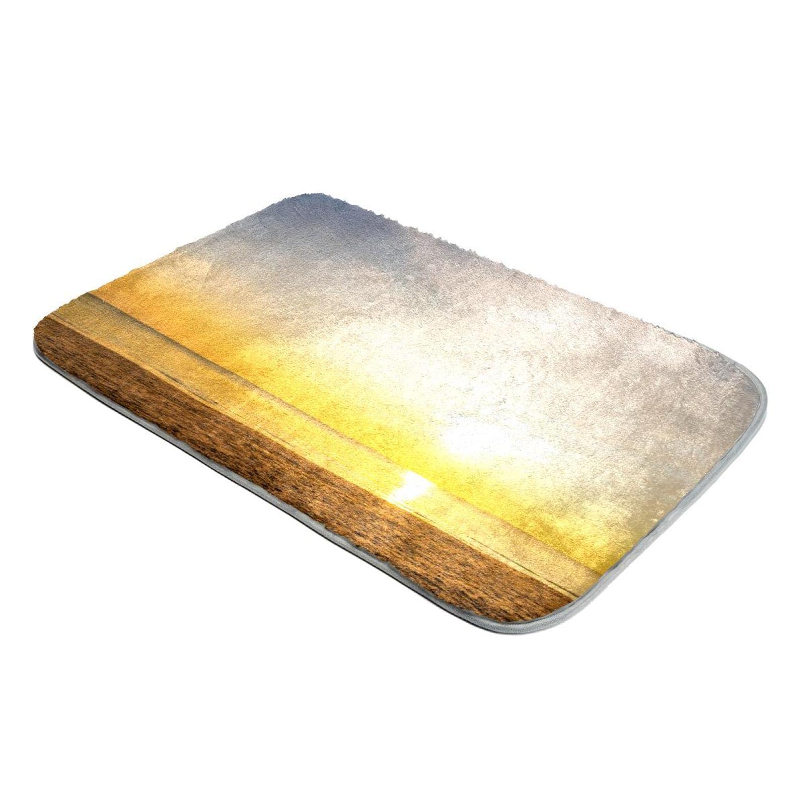 Tapis plage coucher de soleil anti sable fausse fourrure
