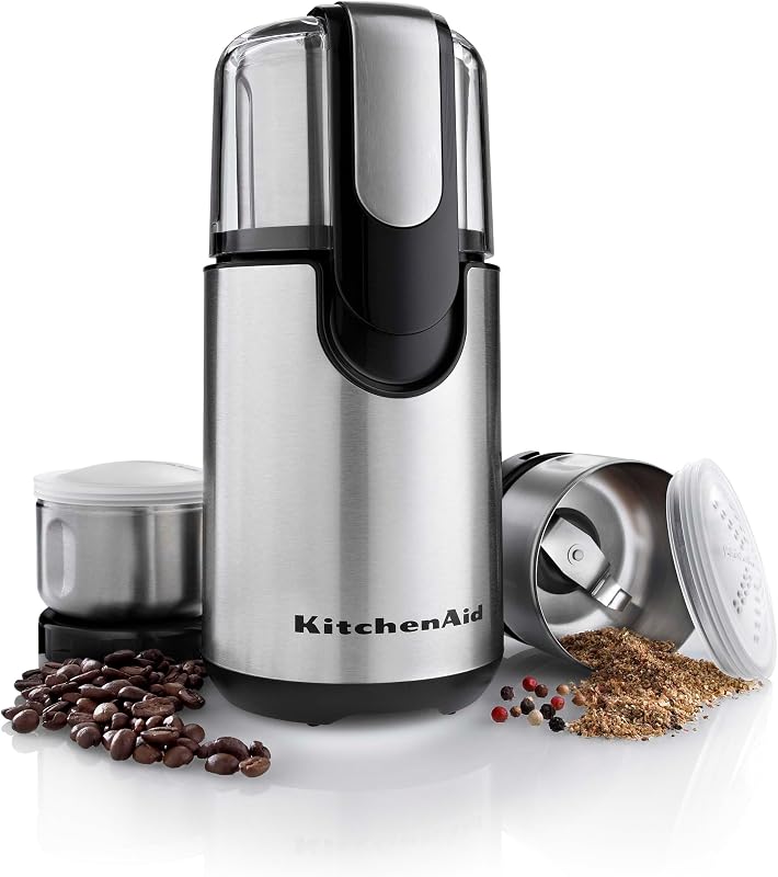 KitchenAid Blade Coffee Grinder and Spice Grinder Combo Pack, Onyx Black | Grinds Coffee Beans and Spices, Simple One-touch Operation, Stainless Steel Blades for Durability