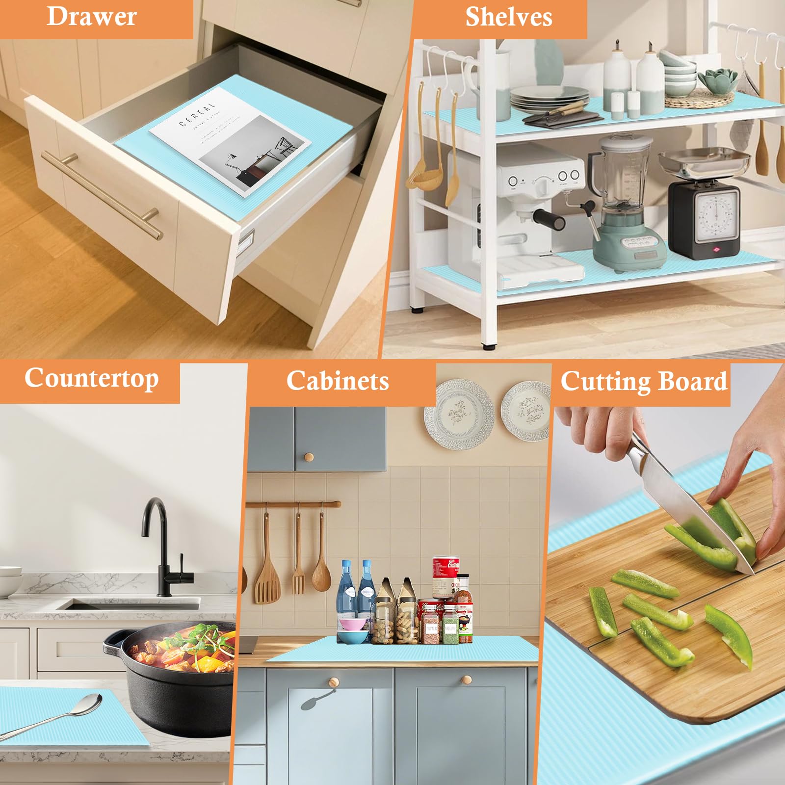 4 StüCk Anti-Gefriermatte FüR EisfäCher, 45*29Cm Anti Eis Matte Gefrierschrank Antifrost Matte KüHlschrank Wasserdichte Und Abwaschbar Konservierungsunterlage KüHlschrank Zuschneidbar (Blau)