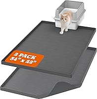 Pawtners 2-Pack XL Cat Litter Mat 34x22 Waterproof Silicone Traps 95% Litter, Easy Clean Gray Pad