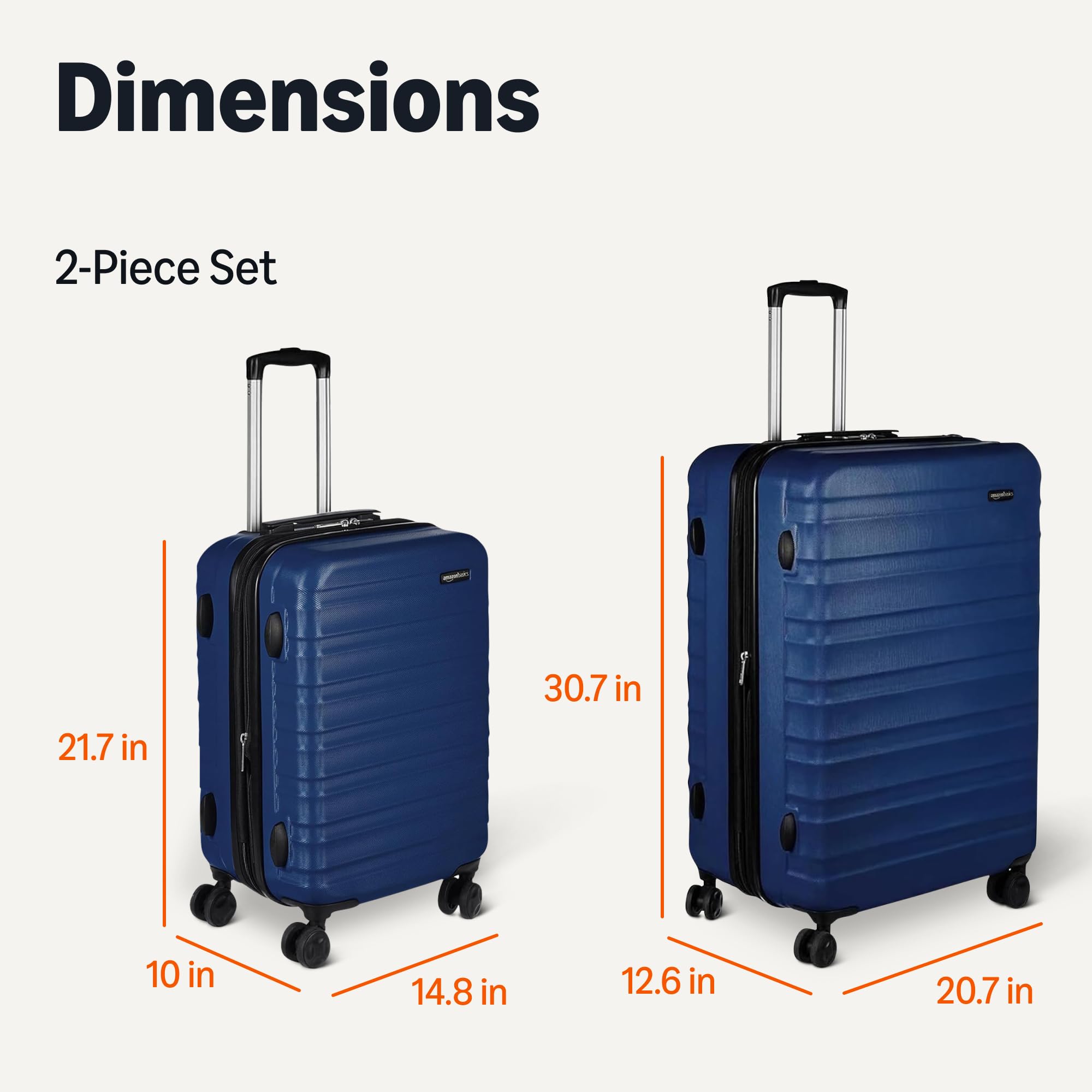 Amazon Basics 2-Piece Hardside Luggage Set (21", 30"), Expandable, Scratch-Resistant Finish, Telescoping Handle, Four Multi-directional Wheels view 6