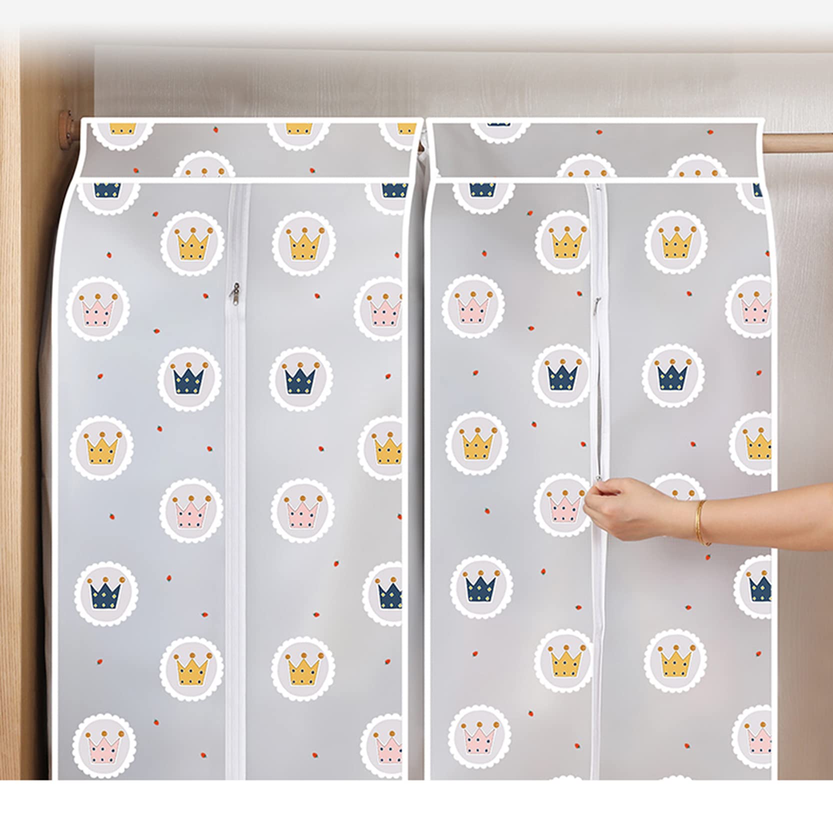 Fundas para Trajes Bolsas para Ropa 2 Piezas, Fundas para Ropa Colgantes, Bolsa con Cremallera Completa, Funda para Vestido Impermeable Lavable para Almacenamiento De Ropa, 50x60x90/120cm,B