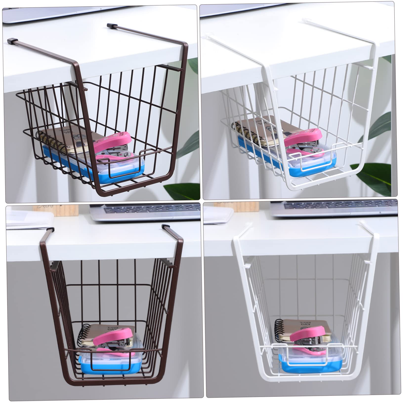 Amosfun Cesta De Almacenamiento Colgante 2 Pcs Organizador De Cocina Cesta De Alambre Bajo Estante