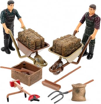 Garneck 12pcs Miniature Farm Accessories Set Farmer Model Playset Realistic Farm Scene Figures Mini Tools for Kids Toddlers Pretend Play Diorama Garden Farmhouse Display