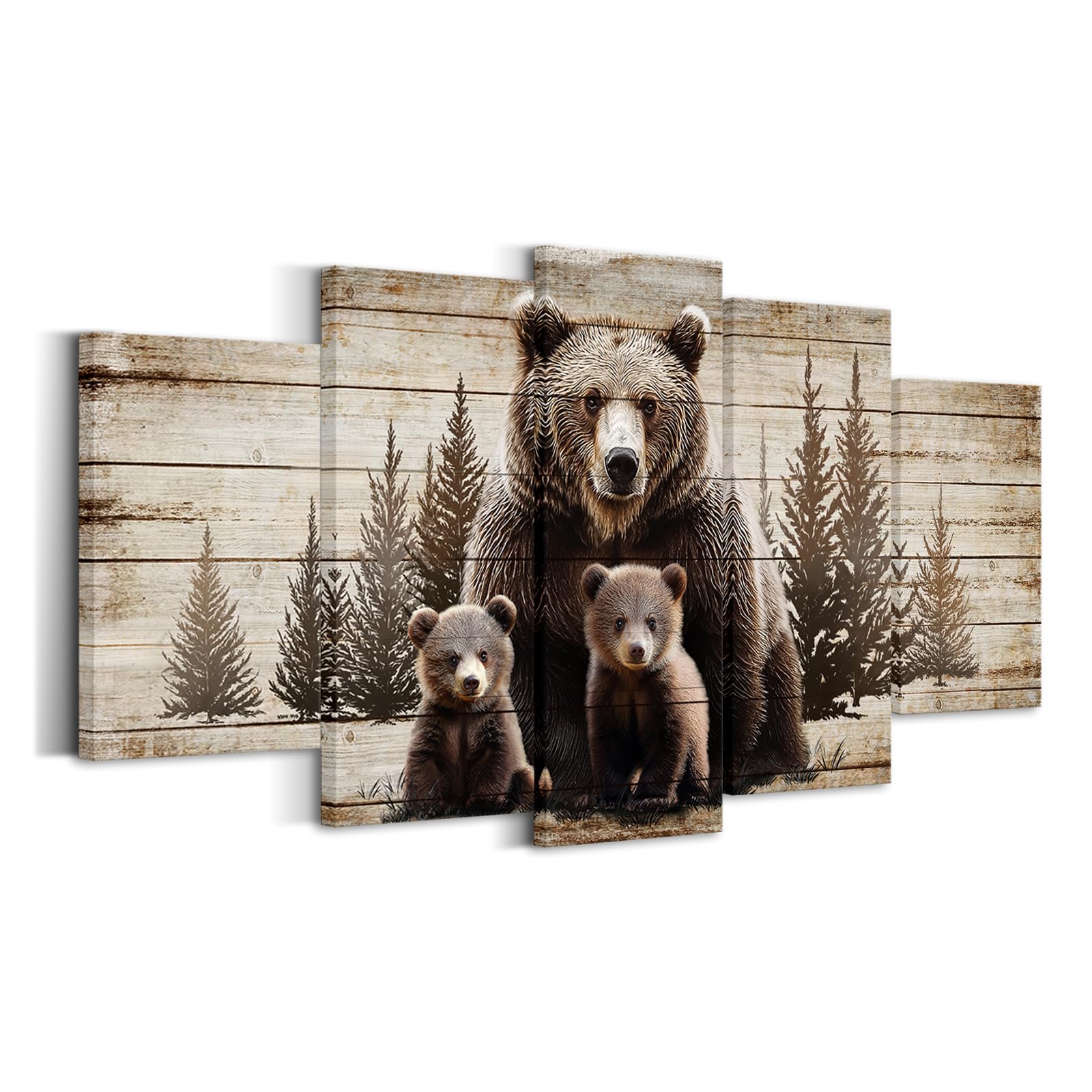 iKNOW FOTO Large 5 Piece Vintage Grizzly Bear Canvas Set