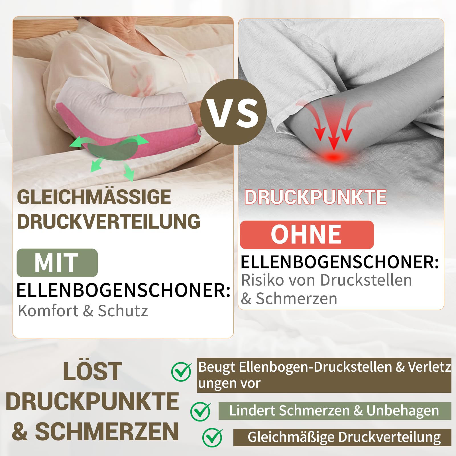 EZ Assistive Ellenbogenschoner für bettlägerige Patienten oder ältere Menschen, Ellenbogenprotektoren zur Entlastung des Ellenbogendrucks,wiederverwendbar und waschbar