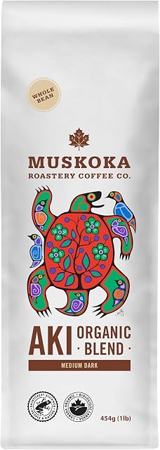 Muskoka Roastery Coffee, Aki Organic Mélanger, haricot entier Coffee, 454g | Rôtissement moyen foncé
