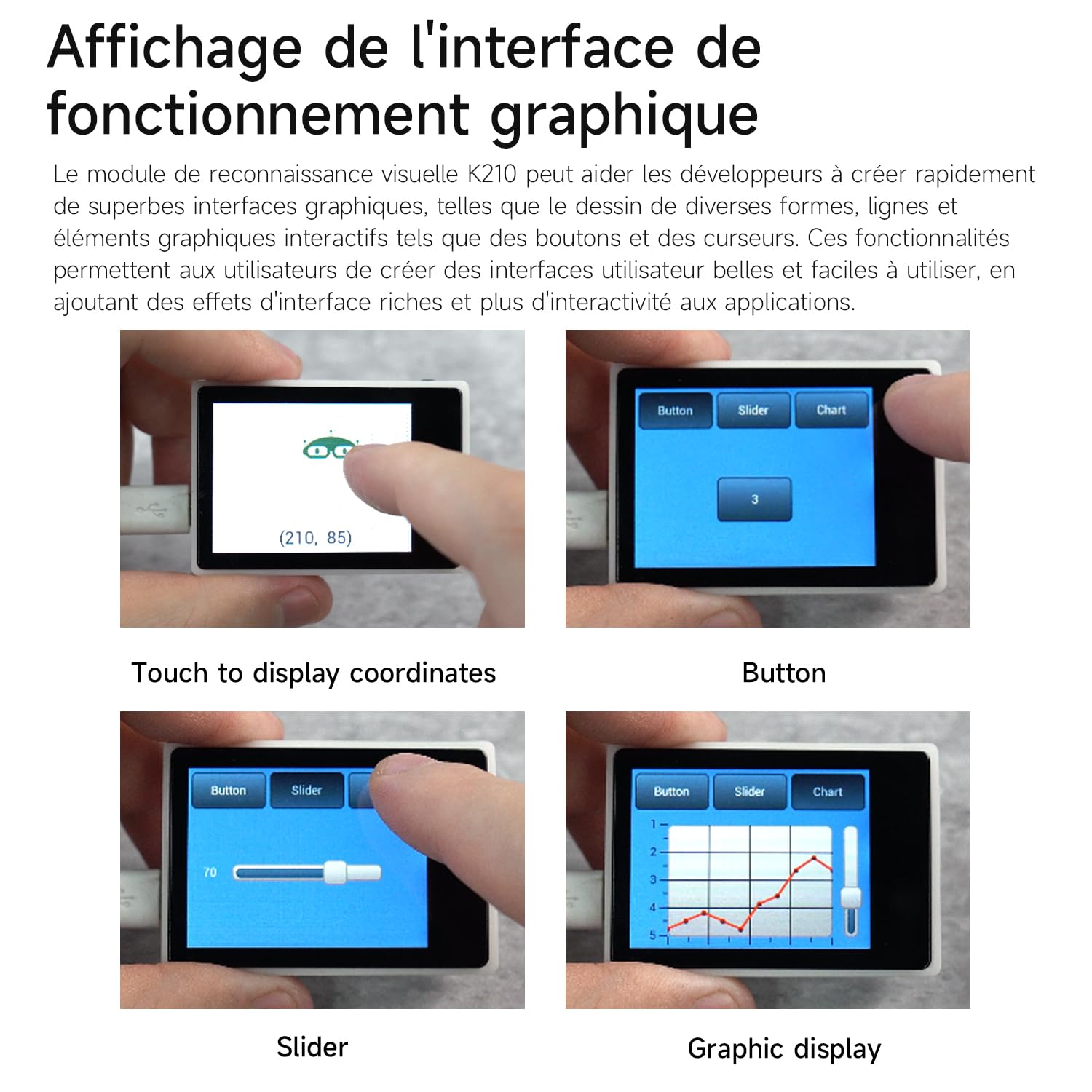 Yahboom Module de capteur de Vision K210 AI Smart Camera pour Arduino Raspberry Pi Micro:bit, Code Open Source, Face|QR|Objet|Couleur|Reconnaissance de Panneaux Routiers, détection de fonctionnalités