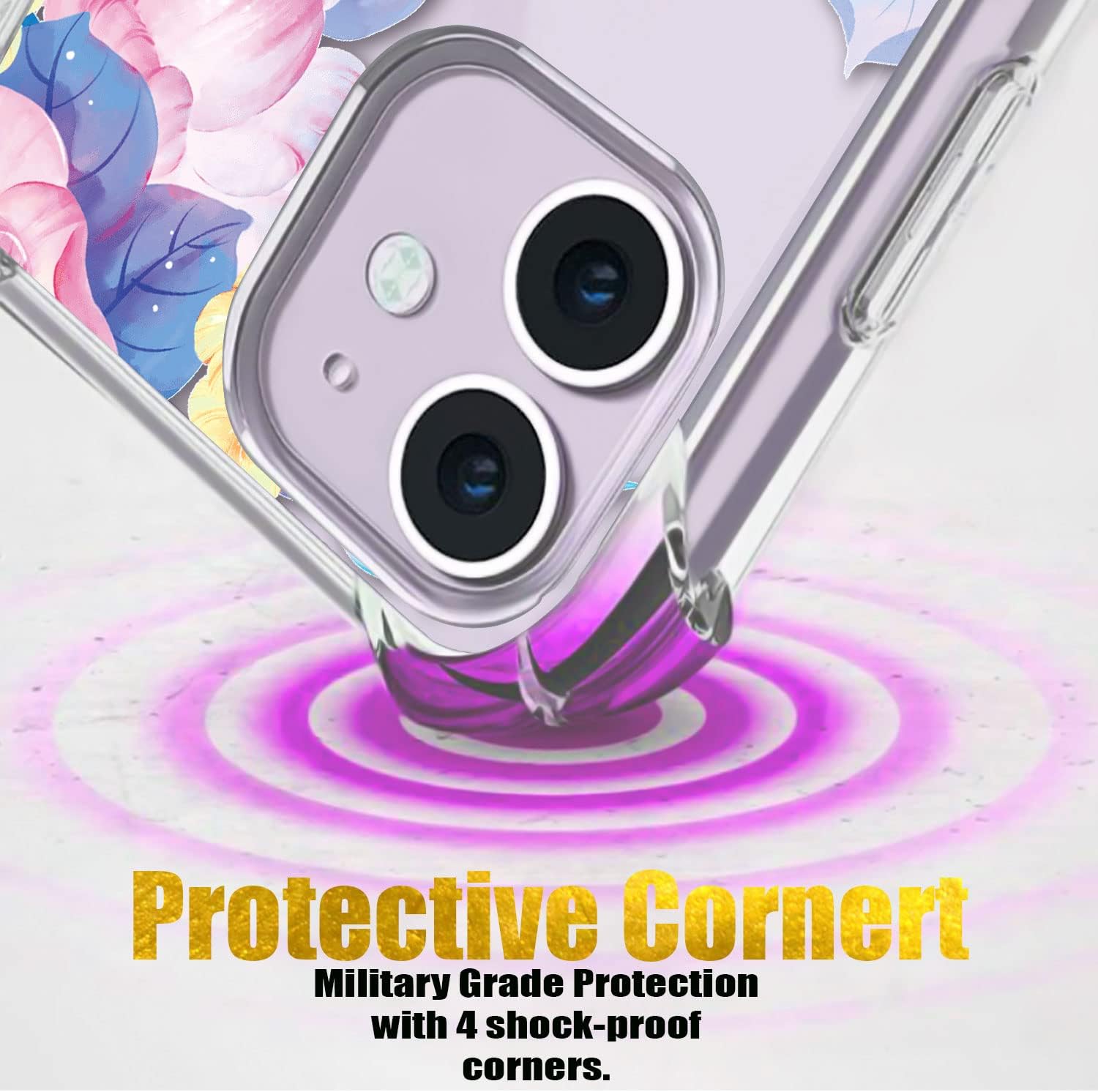 SUGUAN 6.1 inches Apple iPhone 11 Phone Cases, Clear Flower Design Soft TPU Protective Cover (Peony)