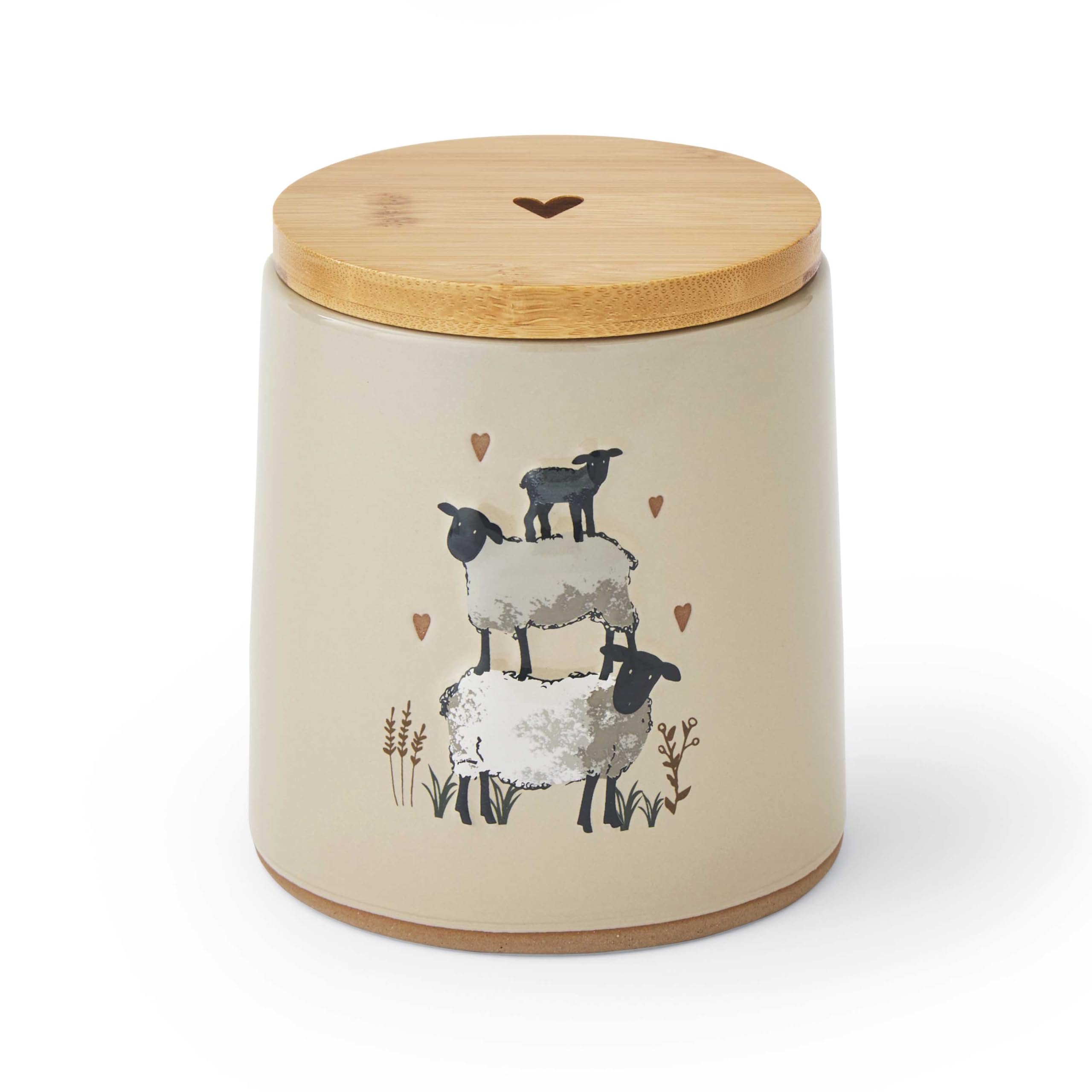 Cooksmart Stoneware Airtight Storage Jars | Storage Jar & Canisters Perfect For Pasta Storage & Rice Storage | Storage Jar With Lids For All Type Of Foods - Highland Sheep