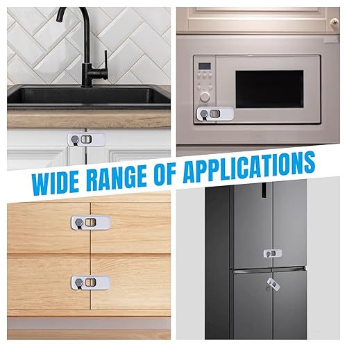 Miniatura 4 de NiHome Paquete de 6 cerraduras para refrigerador a prueba de niños, 6 cerraduras de seguridad para bebés para refrigeradores, armarios, cajones,