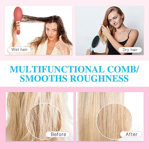 Miniatura 18 de Nuenen 6 cepillos desenredantes para cabello húmedo para mujeres, cepillo de viaje pequeño, cerdas suaves con base de cojín, cepillos desenredantes