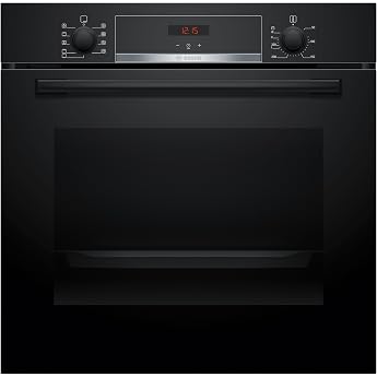 bosch hba514bb3 series 4 built-in oven 60 x 60 cm led display control hydrolytic cleaning aid 3d hot air for even baking on 3 levels quick heating black [energy class a +]
