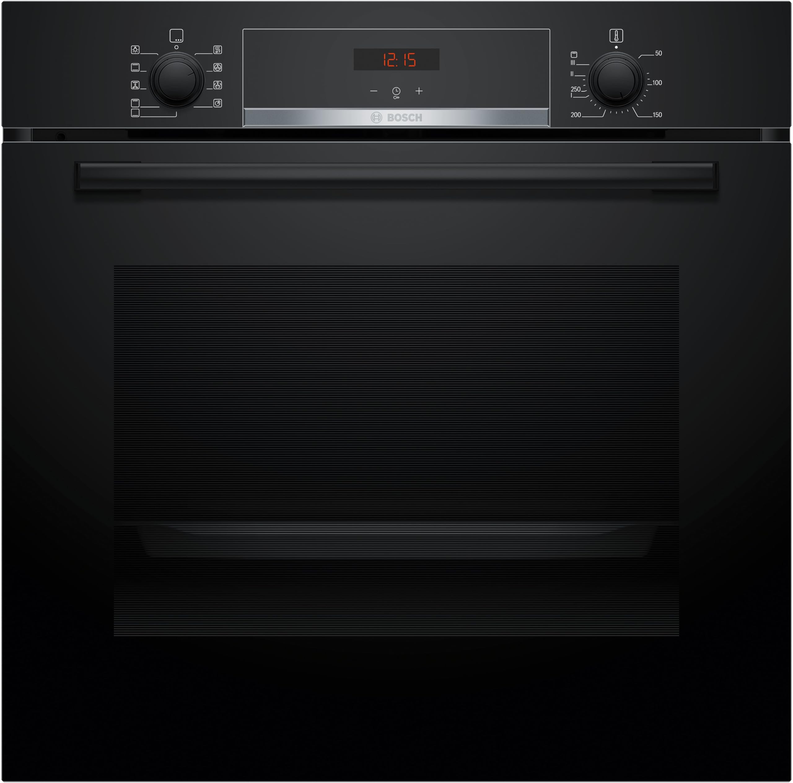 Bosch Serie 4 HBA514BB3 Einbau-Backofen 60 x 60 cm LED-Display Hydrolytische Reinigung 3D-Heißluft Schnellaufheizung Schwarz