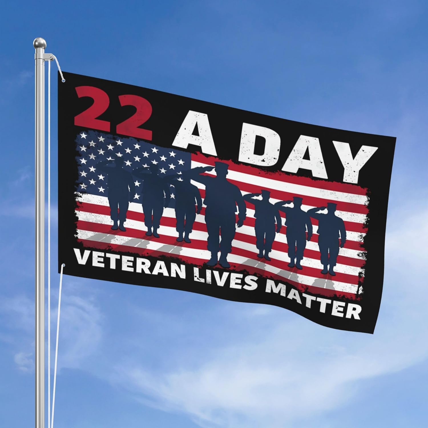 5x8 Feet Veteran Lives Matter Flag Memorial Veterans Day Garden Flags 3-Layers Double Sided Banner Yard Signs