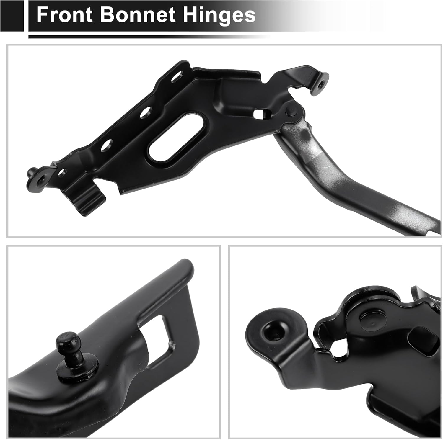 Front Driver and Passenger Side Hood Hinges for Ford F-150 2015-2020 Front Bonnet Bracket No.FL3Z16796B/FL3Z16797B Iron 1 Pair