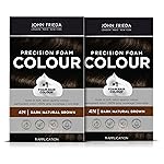 John Frieda Precision Foam Colour, Dark Natural Brown 4N, Full-coverage Hair Color Kit, Anti-Fade Gray Coverage, Deep Color Saturation Hair Dye, Pack of 2