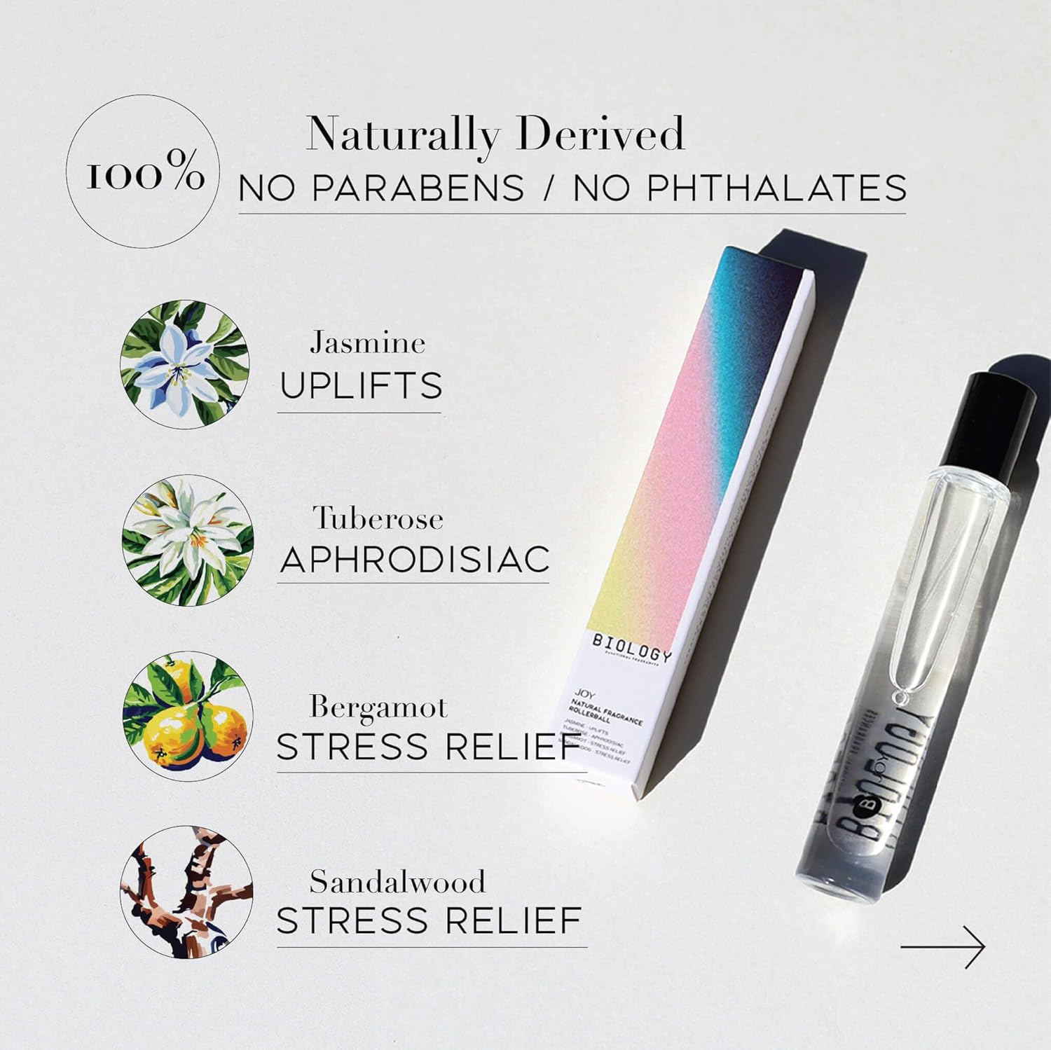 Rollerball - Joy - Jasmine, Tuberose & Sandalwood - Fresh & Floral - 100% Natural Clean Perfume, 10ml - Image 2