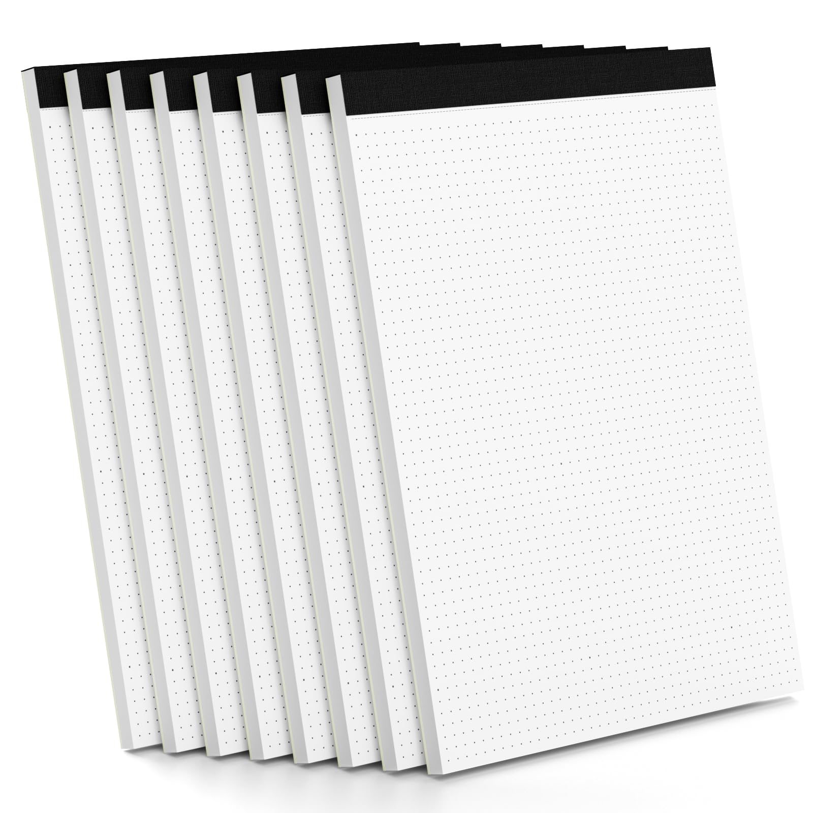 Dot Grid Journal Notepad 8.5 x 11, 8 Pack, Dotted Grid Paper Note Pads 8.5" x 11", White Dotted Journal 8-1/2 x 11, 30 Sheets, 1/5" Dot Spacing Paper