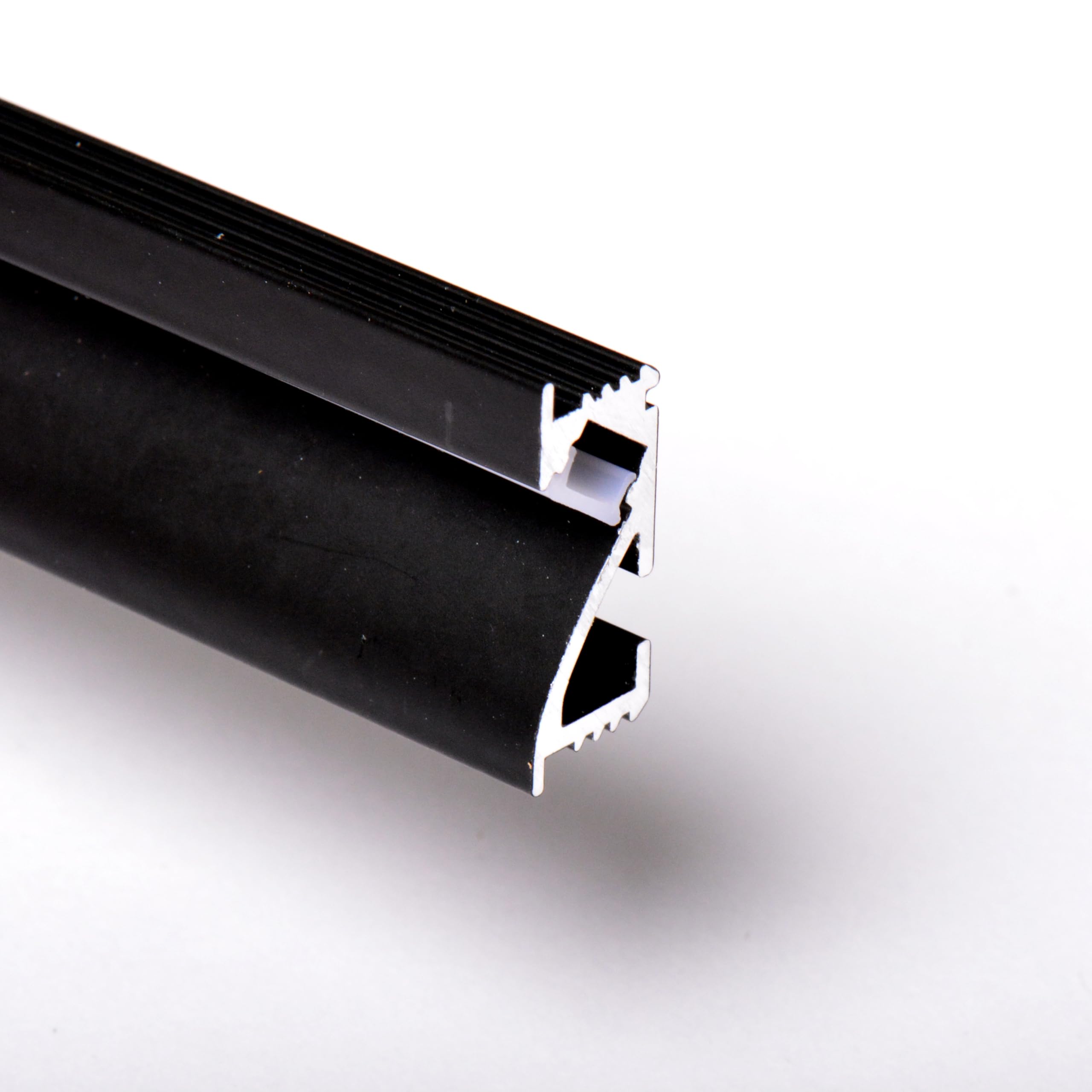 AFTERTECH 1x 3metri 2409N 24x9mm Profilo Alluminio NERO Minimal Micro Incasso **Per Strisce Strip LED da 5mm** Barra Rigida INTERA 3MT 300cm Luce Inclinata + Copertura OPACA (1x 3metri 2409N fog)