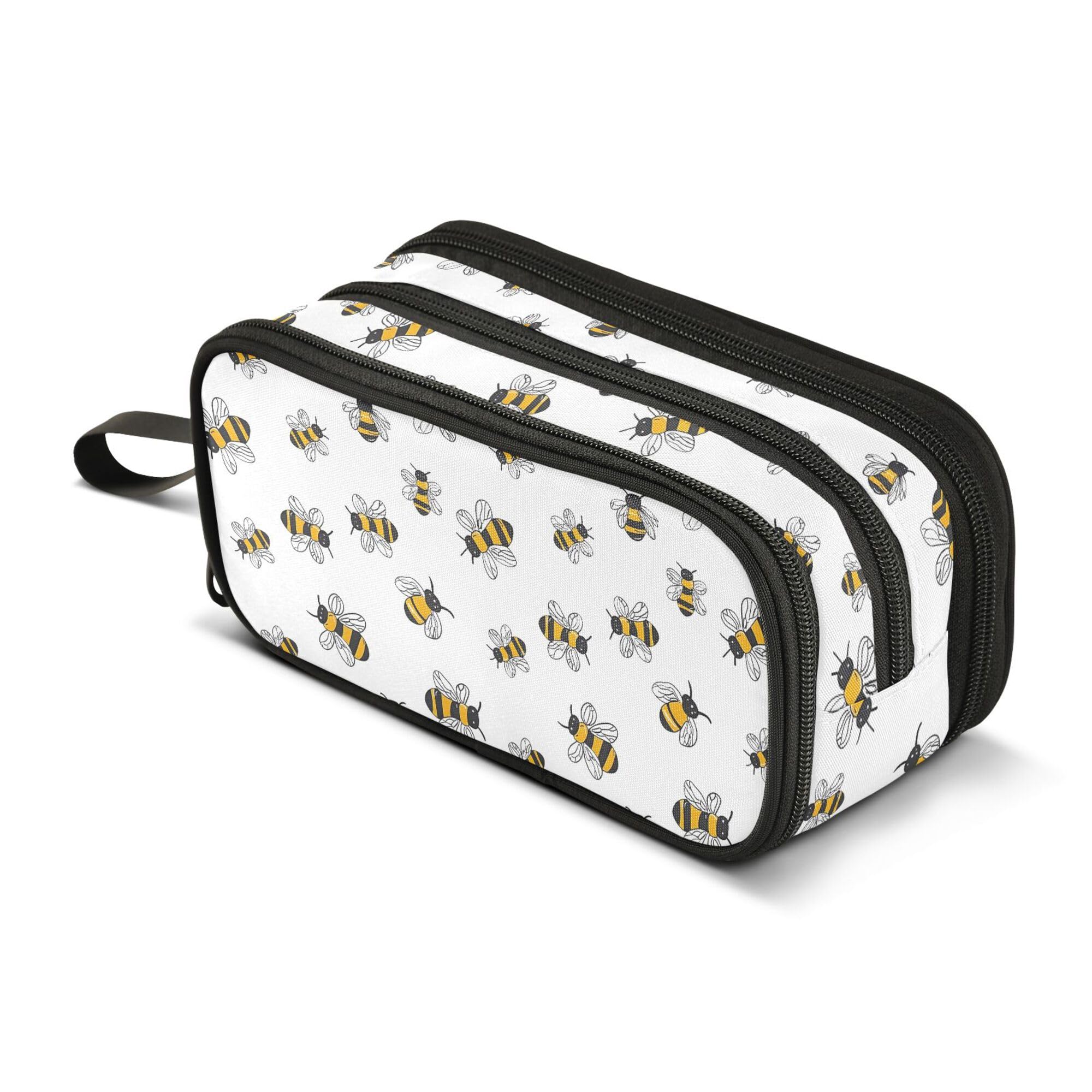 Large Pencil Case, Big Capacity Pencil Bag Pen Pouch Holder 3 Compartments, Cute Bee School Office Supplies Stationery Makeup Bag Storage Organizer for Students Girls Boys Women Men โ image 1