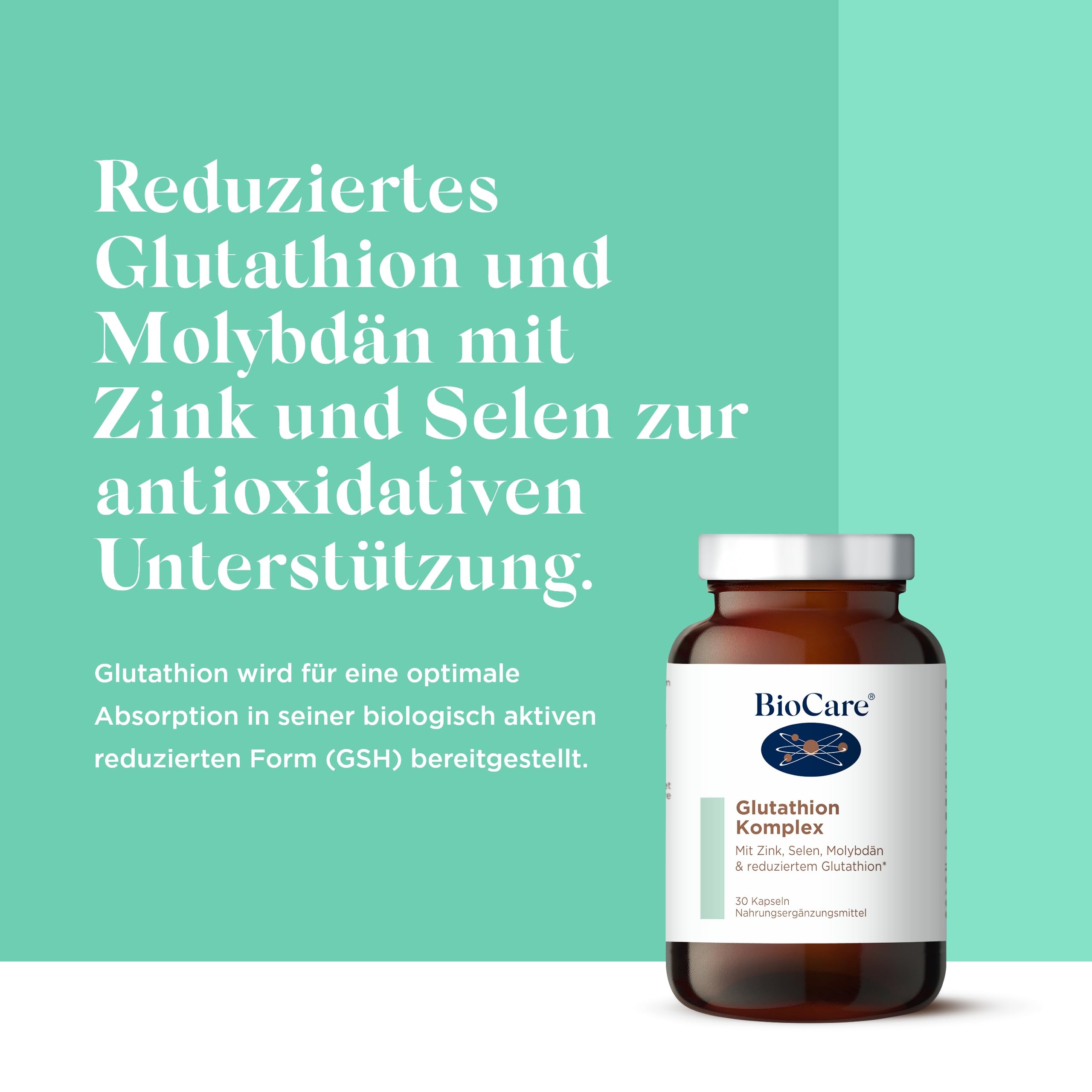 BioCare Glutathione Complex - Zinc & Selenium for Antioxidant Support -  With Molybdenum and Reduced Glutathione - Suitable for Vegetarians and  Vegans