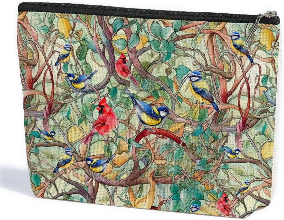 ZHAMEN Cardinal Gifts Cardinal Decor Makeup Bag Birthday Gifts for Women Makeup Pouch Toiletry Bag for Women Friends Mom Teacher Christmas Bird Decor Cosmetic Travel Bag