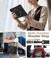 Vista 6 de BATYUE - Funda para iPad de 9ª/8ª/7ª generación (Funda resistente iPad 10.2 pulgadas 2021/2020/2019) con protector de pantalla, soporte giratorio