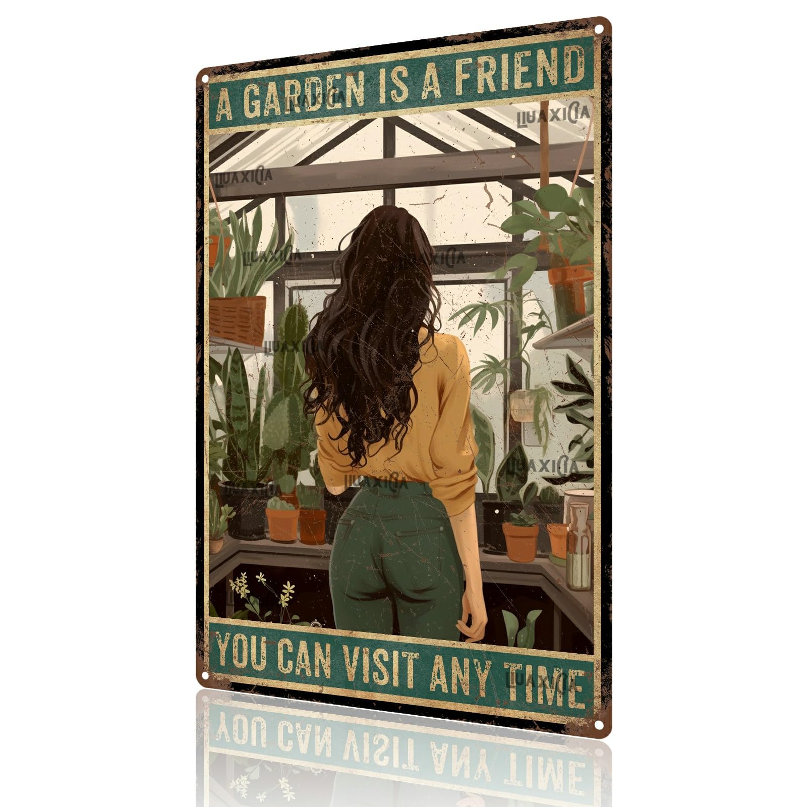 peiyeety Metal Tin Sign A Garden Is A Friend Vintage Decorative Wall Art,Retro Gardening Lover Rustic Plaque for Home Living Room Bedroom Garden Patio,12x16 Inch
