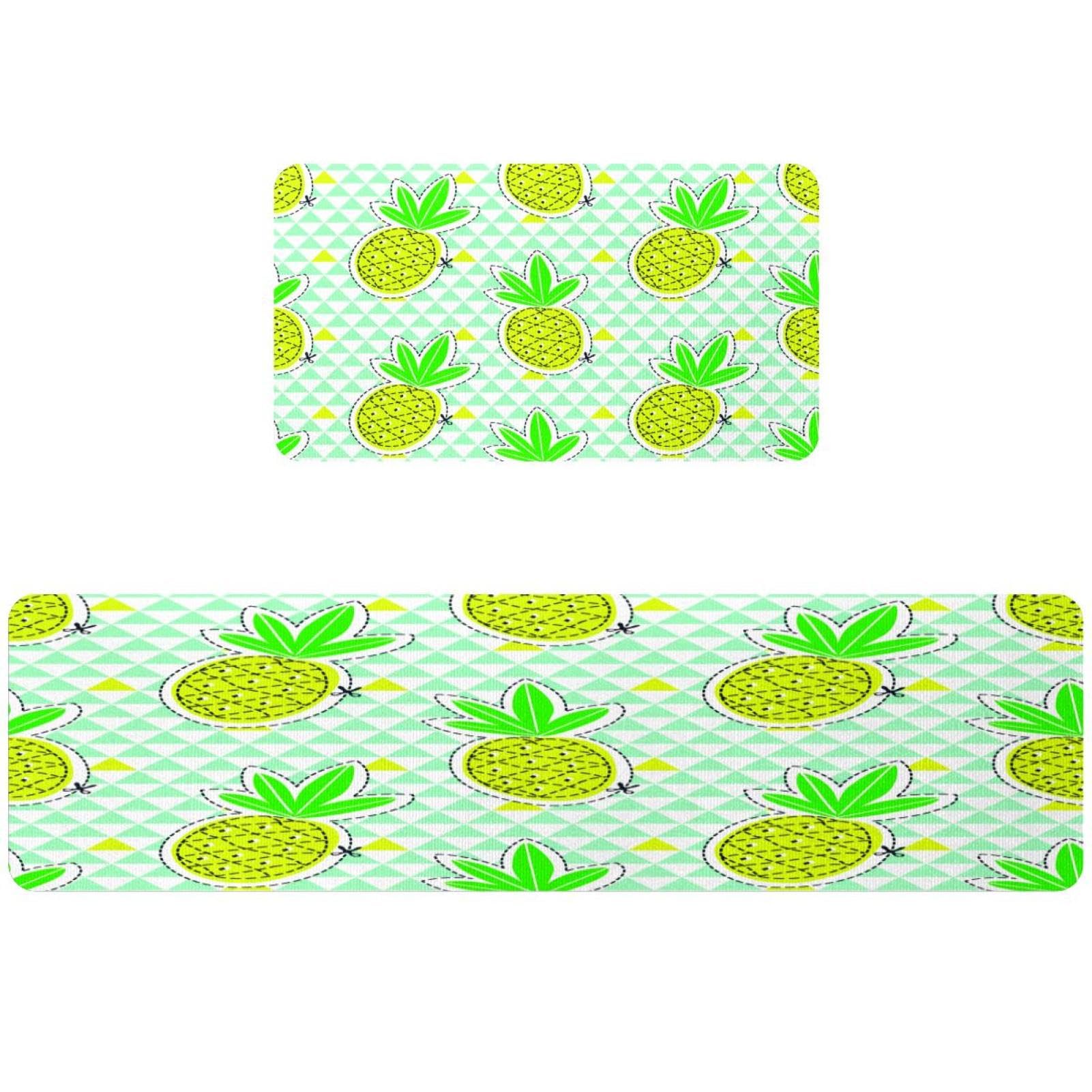 Tapete de cocina VAPOKF con diseño de piña de 2 piezas antideslizante lavable