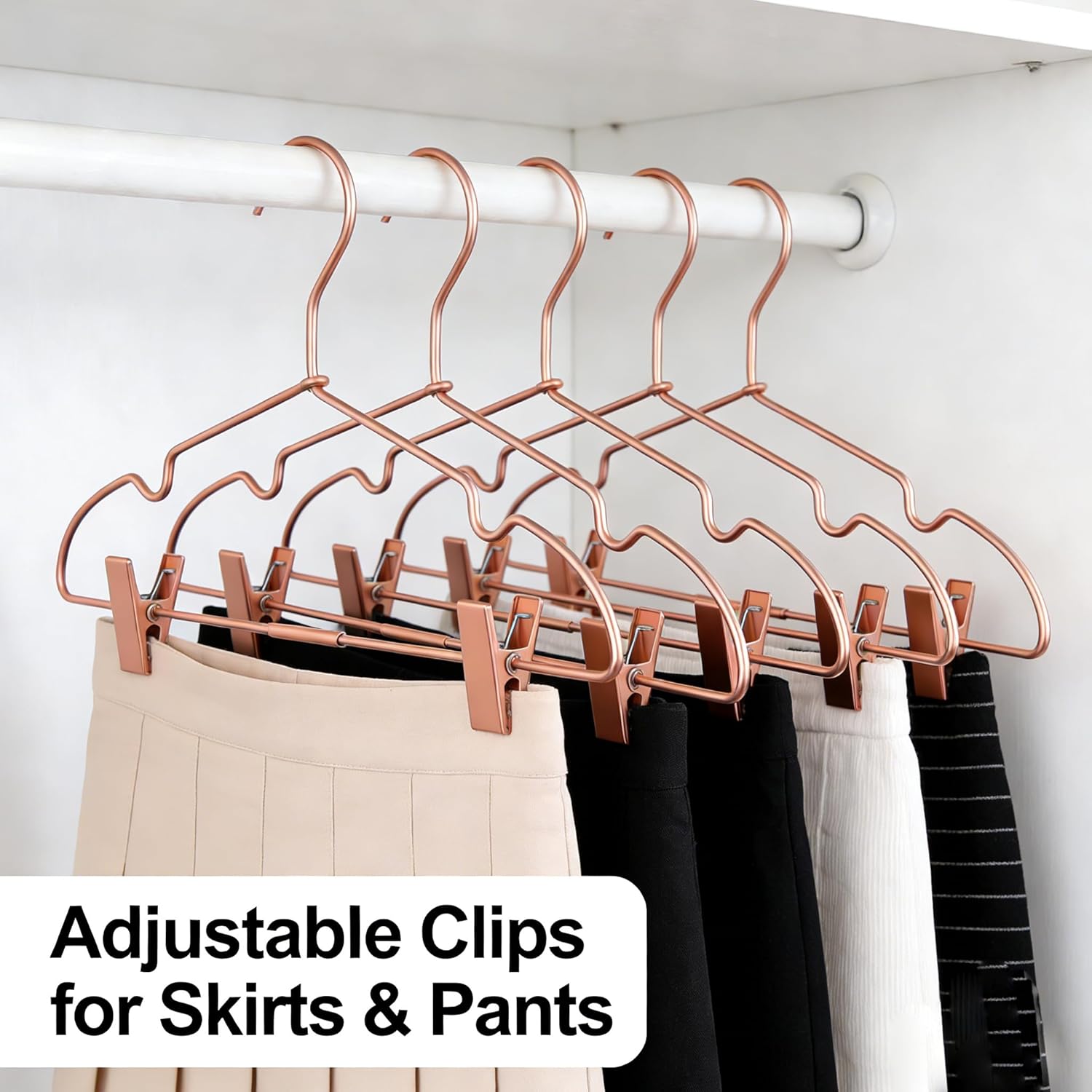 Rose Gold Metal Clothes Hangers with Clips,10 Pack Children 12.6" Baby Toddler Infant Newborn Kids Non Slip Durable Space Saving Baby Clothes Coat Hangers