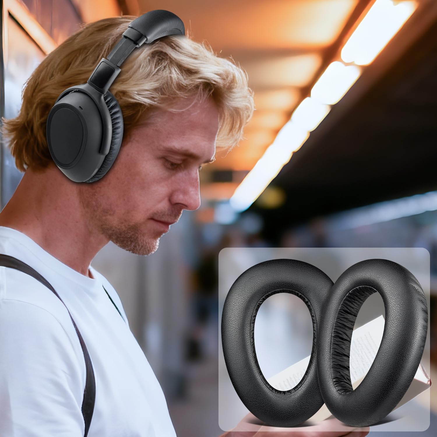 SOULWIT Earpads Replacement for Sennheiser PXC480, PXC550, PXC 550-II, MB660 UC, MB 660 MC, Ear Pads Cushions for EPOS Adapt 660, with Soft Protein Leather, Noise Isolation Foam - Black - Image 7