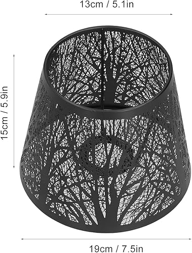 Miniatura 2 de Pantalla de lámpara de campana de hierro forjado, pantalla tallada en forma de árbol de bosque E27, mini pantalla para lámpara de mesa, dormitorio,