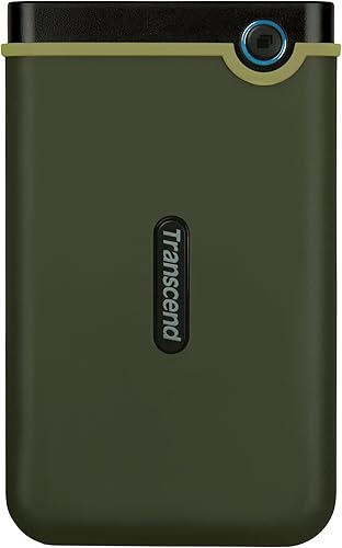 Transcend SS2TSJ25M3G - Disco duro portátil con USB 3.1 de 2 TB, resistente, resistente a los golpes, compacto y ligero con velocidades