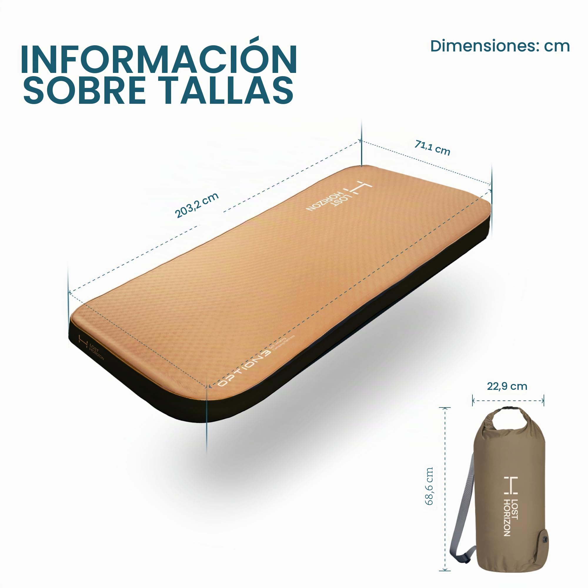 LOSTHORIZON Airsoft - Colchoneta de Dormir autoinflable de 4.5 Pulgadas de Grosor con Espuma sólida, colchón de Camping con Saco de Bomba, Cama Enrollable portátil, Almohadilla Inflable para