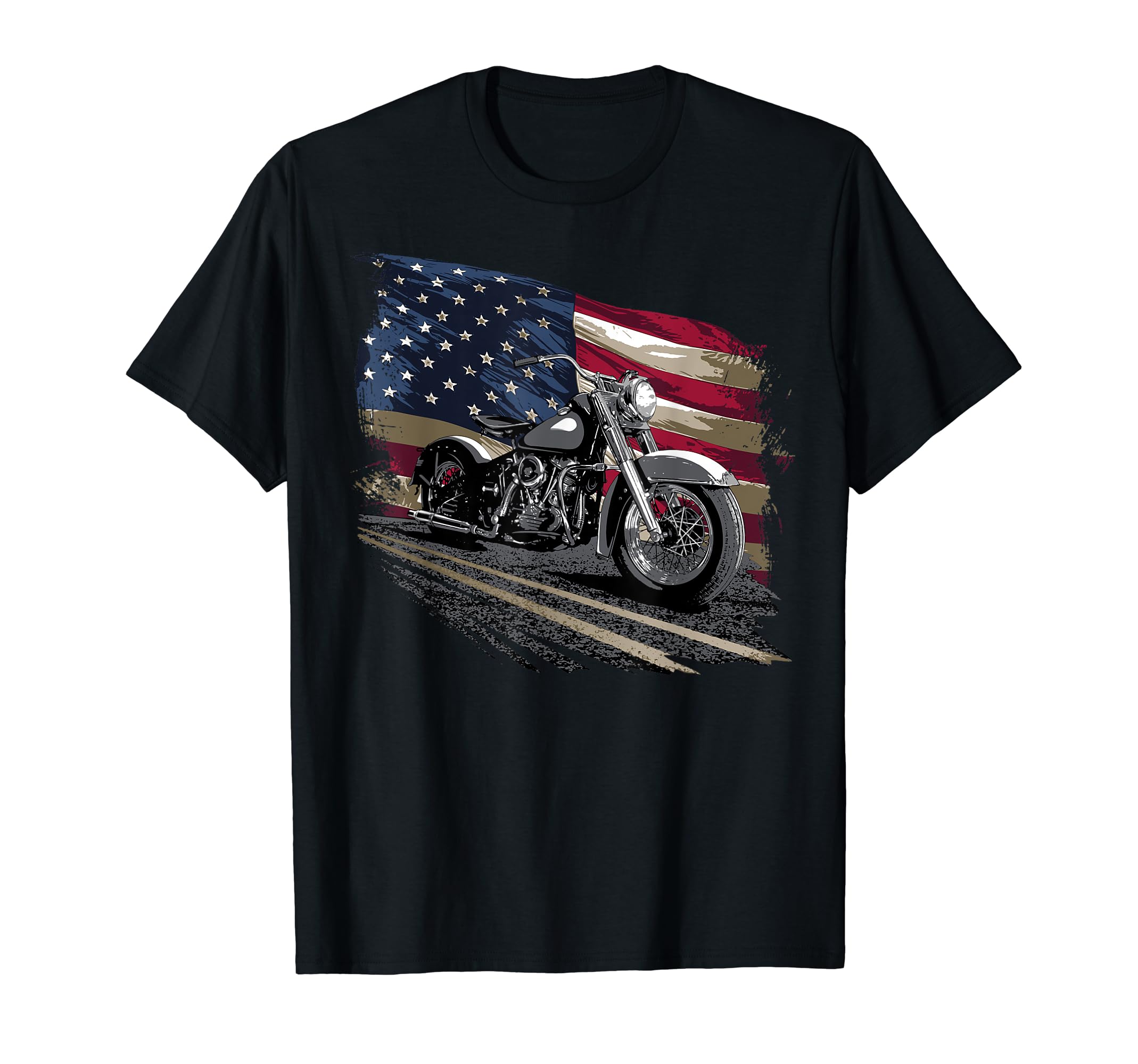 Open Air Road Trip CruisingBlack Distressed American Flag Classic Fit T-ShirtOEKO-TEX STANDARD 100