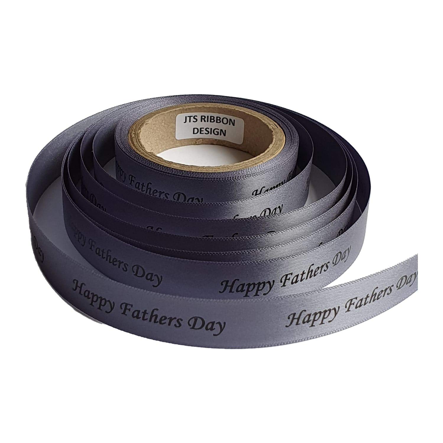 Fathers Day Ribbon Rolls 15mm x 5 Metres Sunday 21st June 2026 (Pewter)
