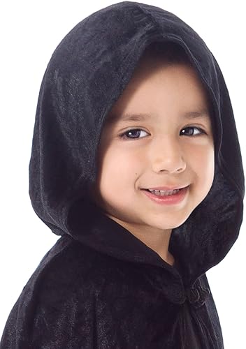Miniatura 3 de Little Adventures Capa de terciopelo negro con capucha de lujo (para edades pequeñas de 1 a 5 años), lavable a máquina, juego de simulación infantil