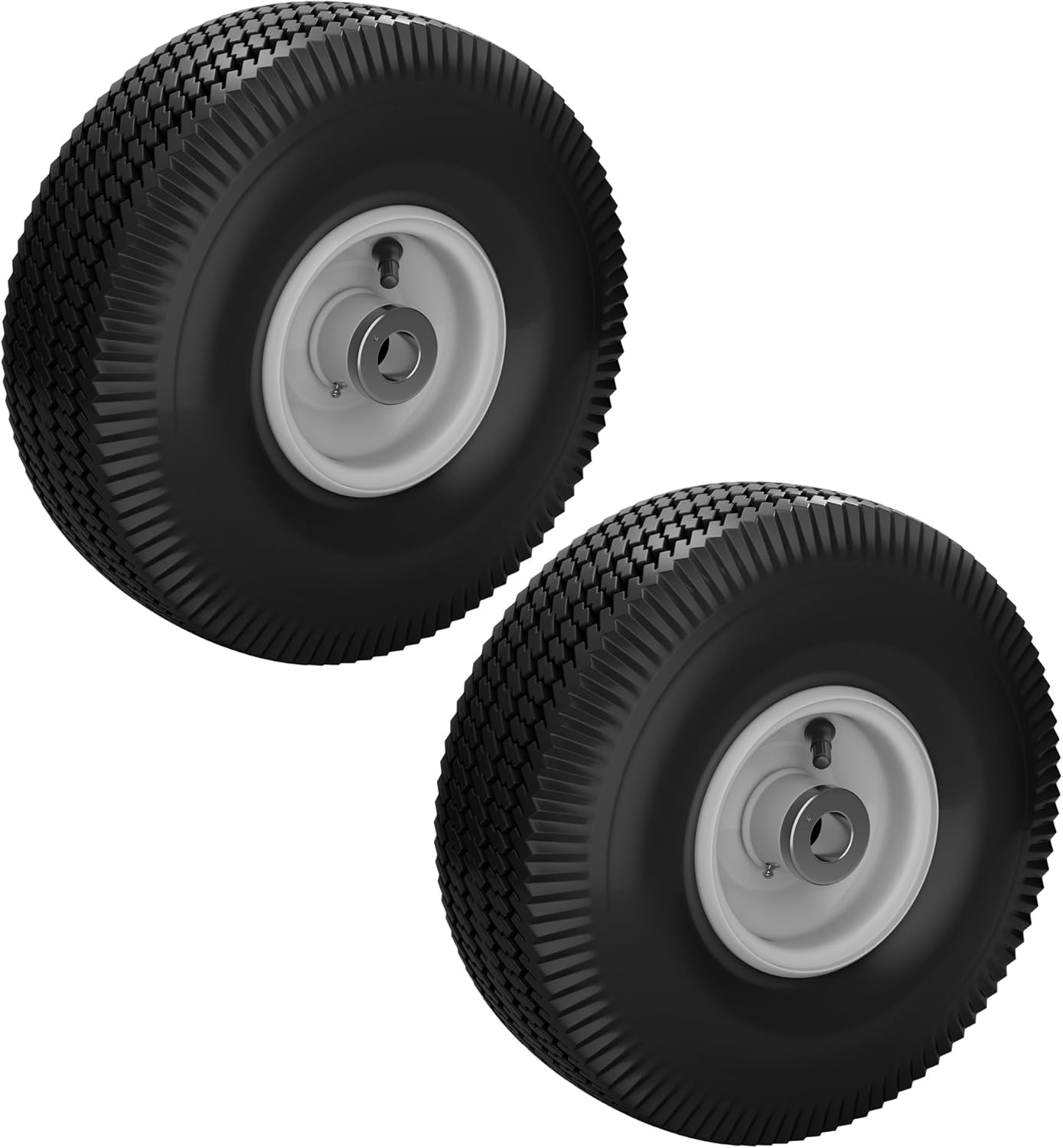 105-3471 Front Wheel & Tire Assembly 4.10x3.50-4, Compatible with Toro TimeCutter & Exmark Quest Z-Turn Lawn Mowers, 3/4" Bore, 4-1/4" Hub with Grease Fitting, Heavy-Duty Replacement Wheels (2 Pack)
