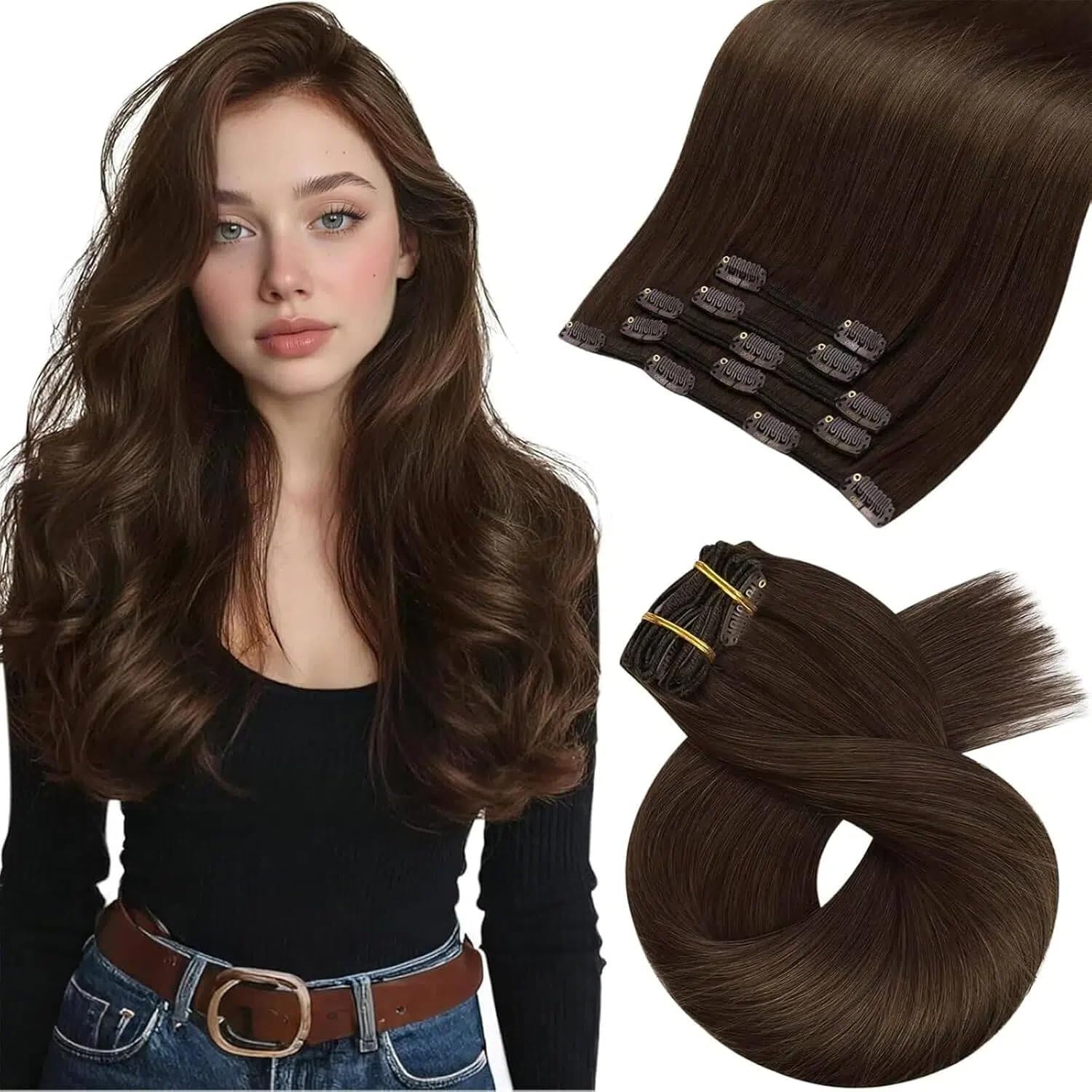 Moresoo Clip in Extensions Echthaar Haarverlängerung Echthaar Extensions Clip