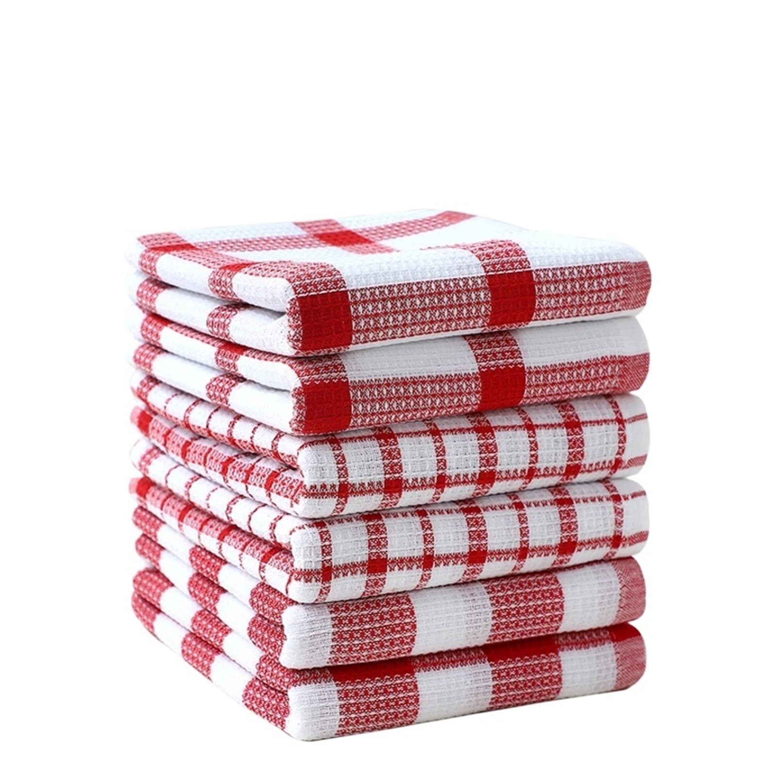 WJIAYAO Checkered Tea Towels Waffle Weave Plaid Dish Cloths