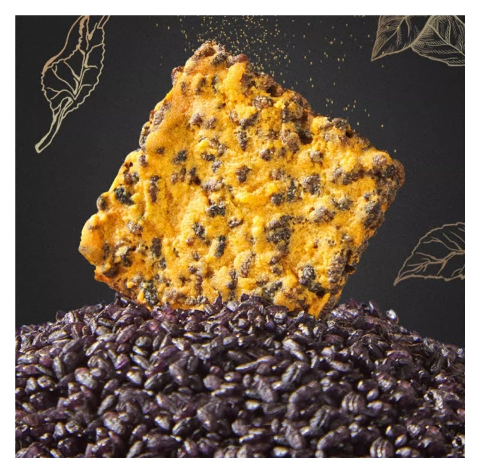 240 g de galletas de arroz Black Gold, un refrigerio único con un rico aroma a yema de huevo y una textura crujiente.(2pcs)