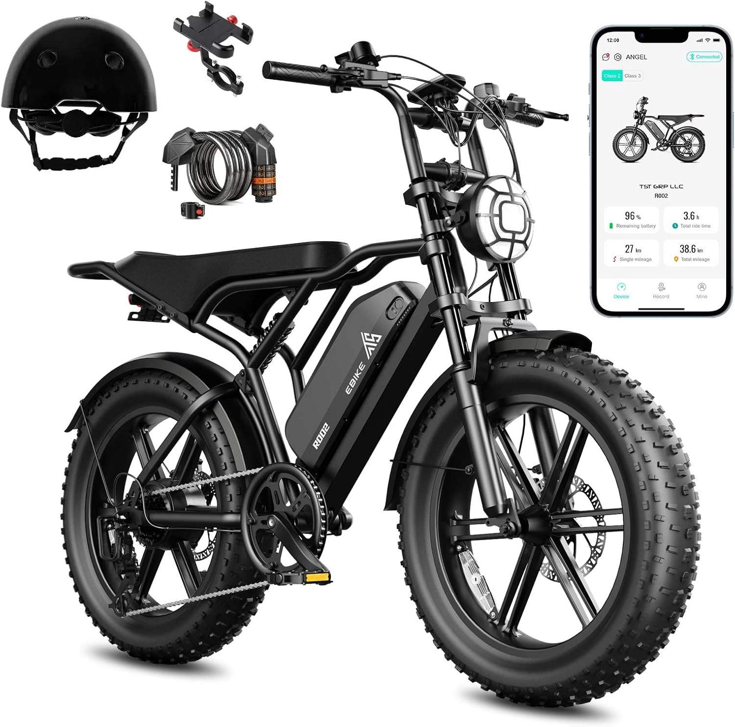 TST Electric Bike for Adults, 1500W Peak Brushless Motor 28 MPH 60 Miles/110 Miles Fat Tire E Bike with 48V 15Ah/ 25Ah Removable Battery 20" Electric Dirt Bike Hydraulic Suspension and 7-Speed