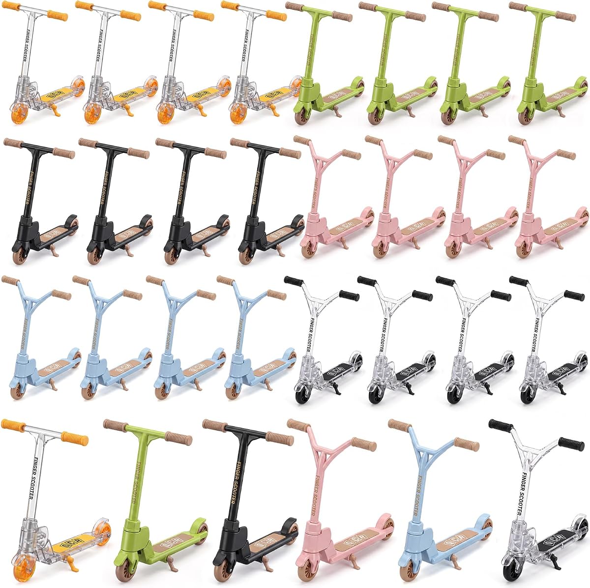 24 Piezas Mini Patinete de Dedo a Granel Patinete de Dedo de Dos Ruedas Accesorios de Tablero Plegable Pequeños Patinetes de Diapasón de Metal Juguetes para Favores de Fiesta Adultos Niños Regalos de Cumpleaños