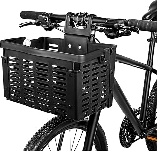 JNNJ 折りたたみ自転車用カゴ PP製 ブラック 前後取付対応 買い物 荷物運搬向け