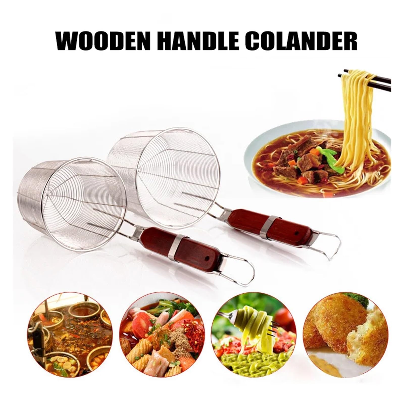 Colador Colador de acero inoxidable for fideos, cesta de malla, freidora, secadora, fregadero, colador for cocina(14cm)